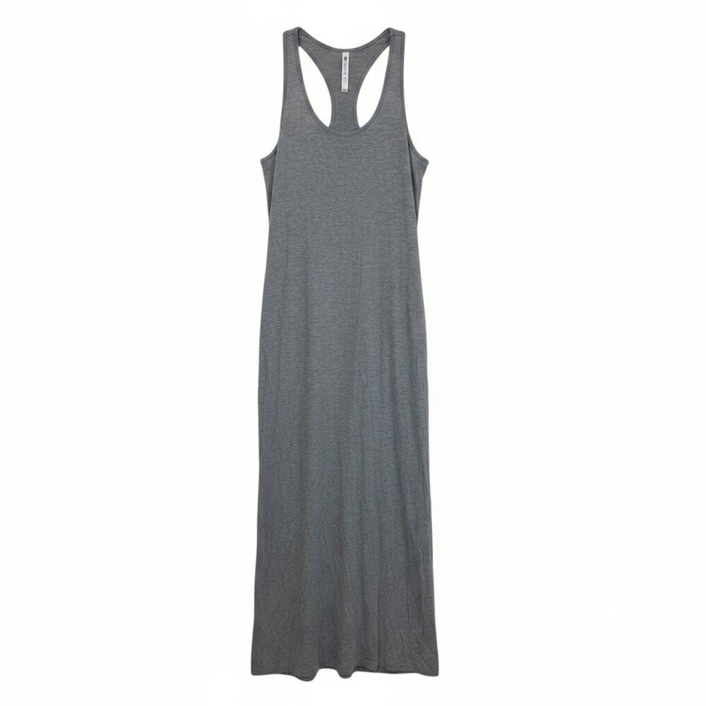 Fabletics Gray Heathered Tank Maxi Dress XS Racerback Casual Long - Picture 2 of 8